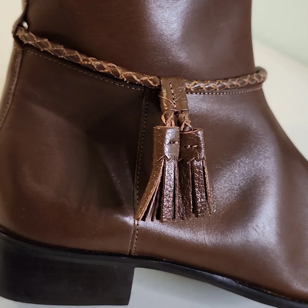 Talbots Brown Leather Wide Calf Tall Boots NEW